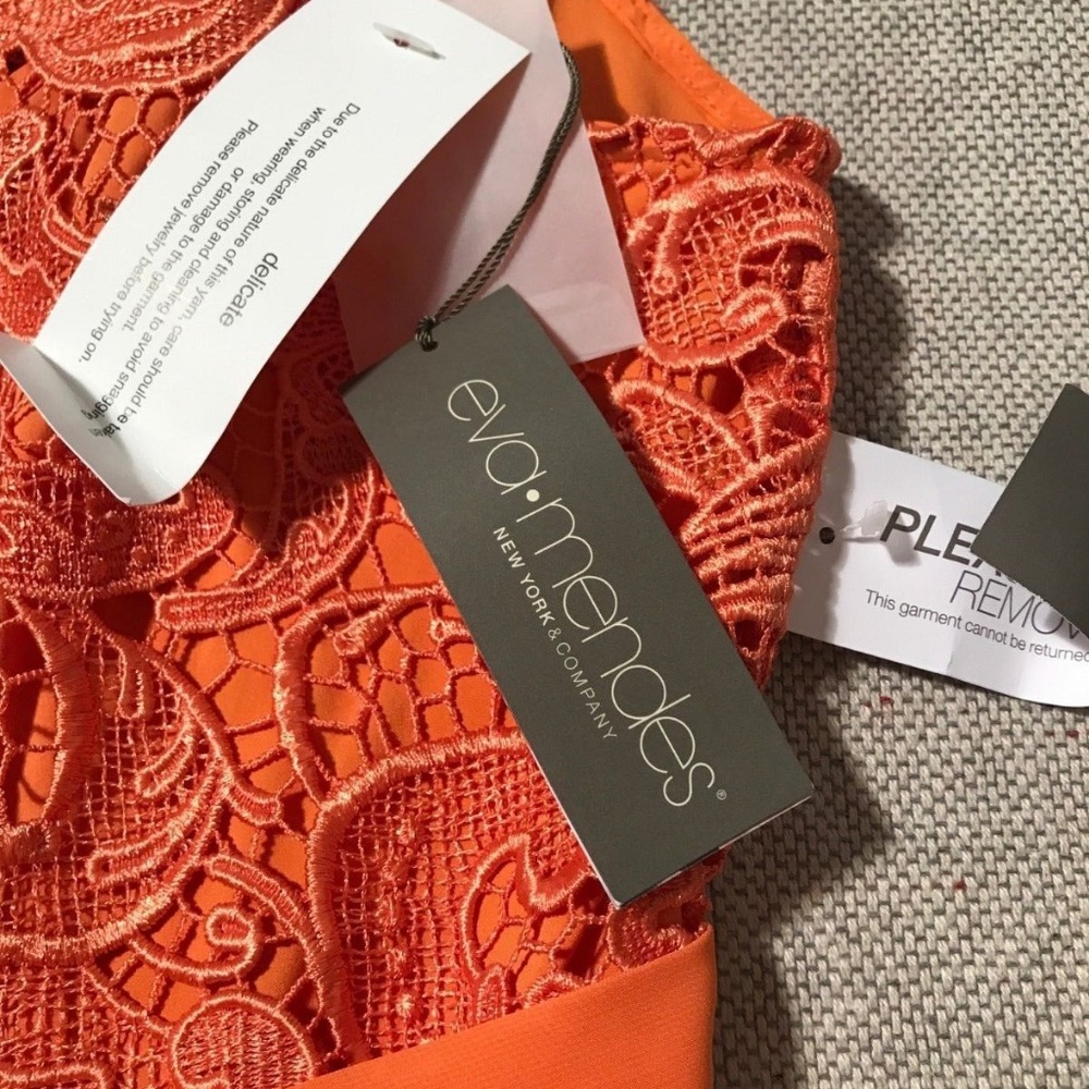 NY & Co Orange Lace Fit & Flare Dress Sz 8 NEW - Picture 3 of 7